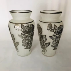 Vintage Frosted Glass Silver Overlay Floral Design Vases S/2 -chairish shop vintage frosted glass silver overlay floral design vases s2 3753 scaled