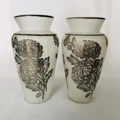Vintage Frosted Glass Silver Overlay Floral Design Vases S/2 -chairish shop vintage frosted glass silver overlay floral design vases s2 9358 scaled