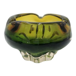 Vintage Glass Ashtray | Murano Green To Yellow Ombre | 1950's