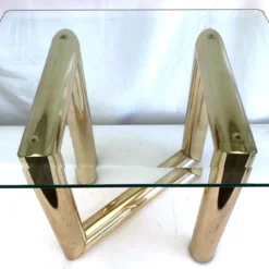 Vintage Karl Springer 1980's Gold Aluminum Geometric Side / Occasional Table -chairish shop vintage karl springer 1980s gold aluminum geometric side occasional table 0447 scaled