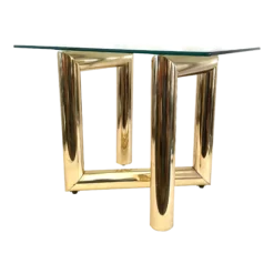 Vintage Karl Springer 1980's Gold Aluminum Geometric Side / Occasional Table