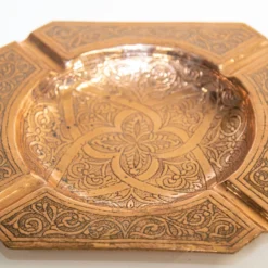 Vintage Moroccan Ashtray Hammered Copper Moorish Design Octagonal Dish 1950's -chairish shop vintage moroccan ashtray hammered copper moorish design octagonal dish 1950s 3330