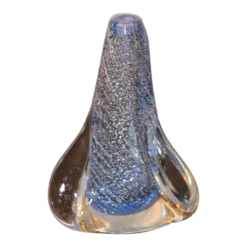 Vintage Murano Twisted Spiral Sky Blue And Clear Art Glass With Silver Murine 1960's