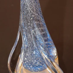 Vintage Murano Twisted Spiral Sky Blue And Clear Art Glass With Silver Murine 1960's -chairish shop vintage murano twisted spiral sky blue and clear art glass with silver murine 1960s 8826