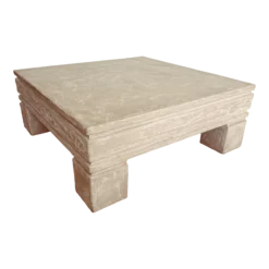 Vintage Organic Plaster Over Wood 1980's Square Textured Coffee Table