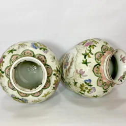 Vintage Pair Chinese Vases Birds, Flowers, Pomegranates Style Of “Great Qing Tungzhi” Period Made In Macau 1970’s -chairish shop vintage pair chinese vases birds flowers pomegranates style of great qing tungzhi period made in macau 1970s 2884