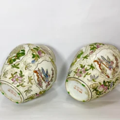 Vintage Pair Chinese Vases Birds, Flowers, Pomegranates Style Of “Great Qing Tungzhi” Period Made In Macau 1970’s -chairish shop vintage pair chinese vases birds flowers pomegranates style of great qing tungzhi period made in macau 1970s 4408 scaled