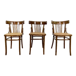 Vintage Radomsko Zpm Bentwood Bistro Chairs With Caned Seats, S/3