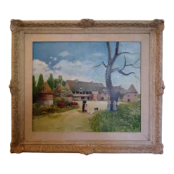 Vintage Rustic European Figurative Scene Oil Painting Signed S Goosson, Framed