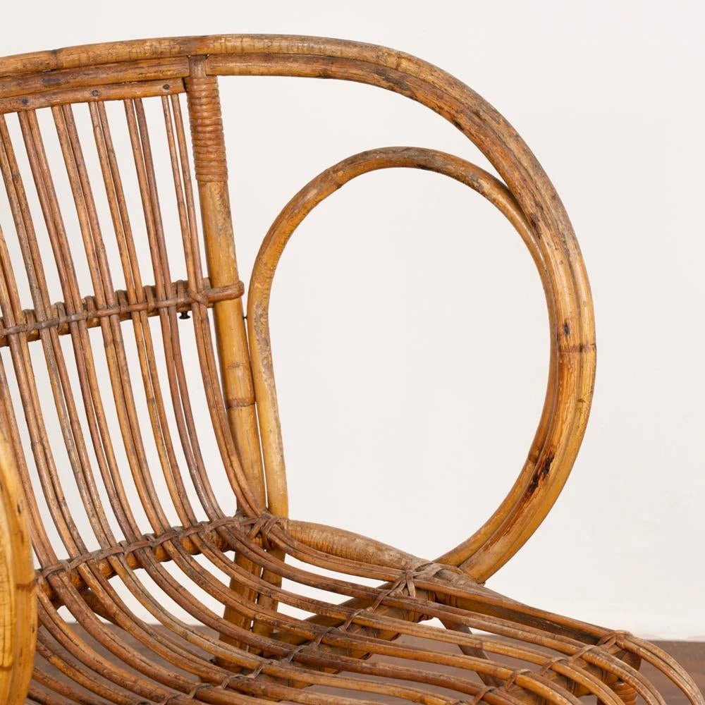 Vintage Set Of 4 Bamboo Wicker Arm Chairs By Robert Wengler, Denmark 1960's 8 Vintage Set Of 4 Bamboo Wicker Arm Chairs By Robert Wengler, Denmark 1960's - Image 8