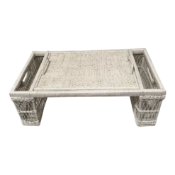 Vintage White Wicker Breakfast Serving Tray 1970’s