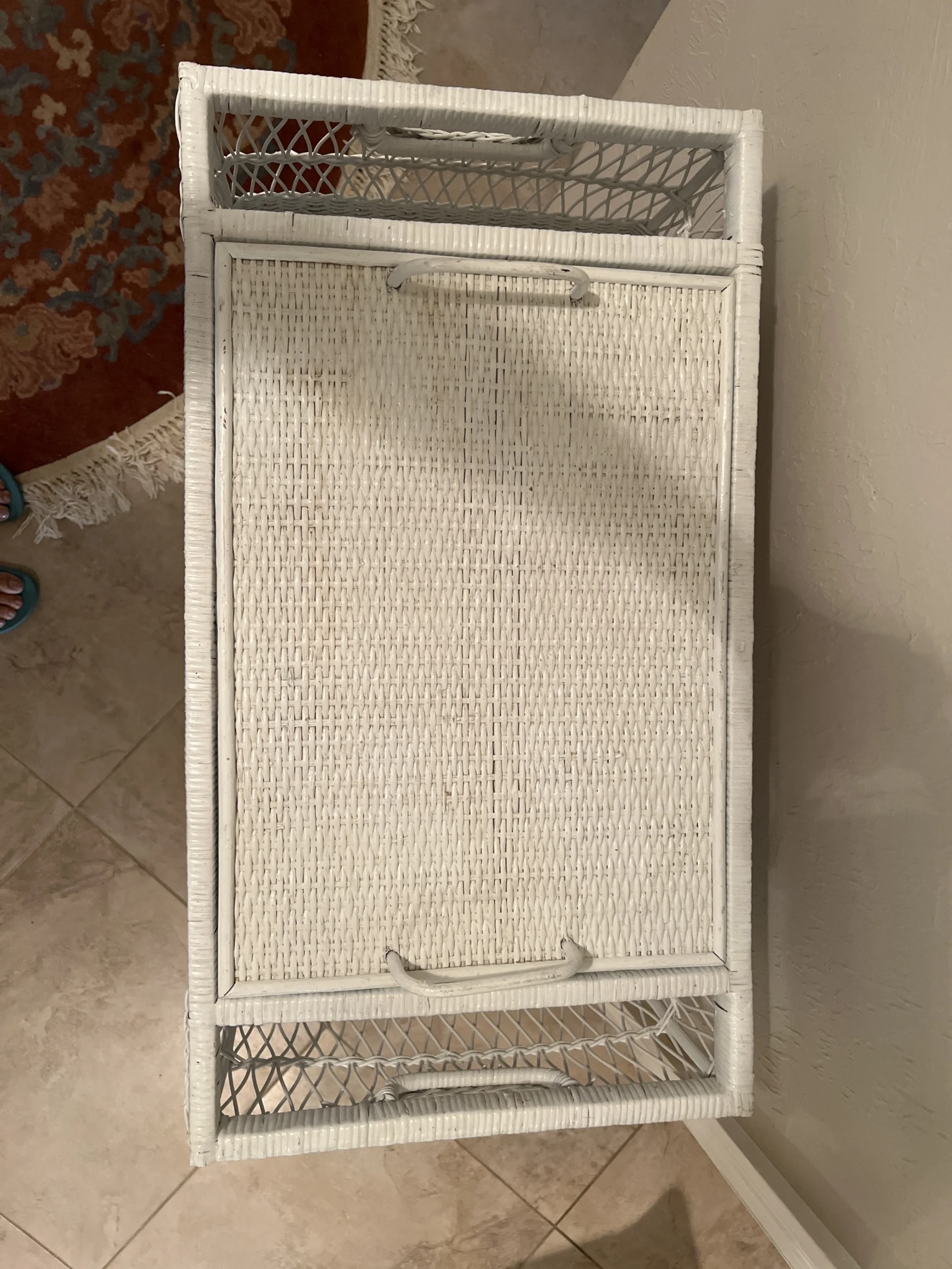 Vintage White Wicker Breakfast Serving Tray 1970’s 2 Vintage White Wicker Breakfast Serving Tray 1970’s - Image 2