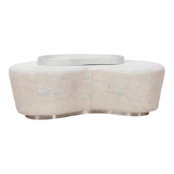 Vladimir Kagan Signed Teardrop 1980's Leather Coffee Table With Tray