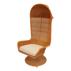 Wicker Rattan Swivel Porter Hooded Chair, 1960's