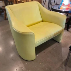 Yellow Leather Lounge Chair, Matteo Grassi, Italy, 1980's -chairish shop yellow leather lounge chair matteo grassi italy 1980s 7313